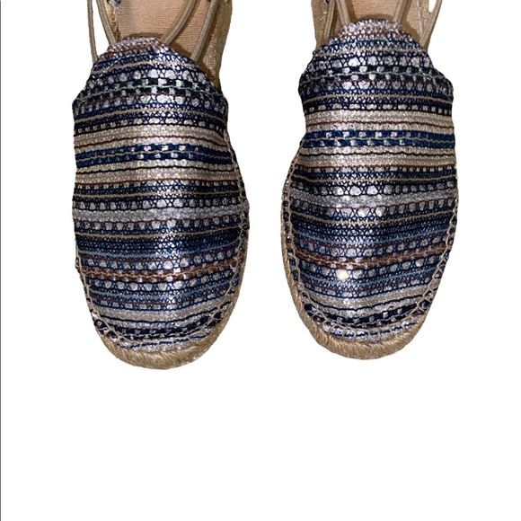 Toni Pons Tania Silk Cotton Metallic Striped Espadrille Wedge Sandals - 10 - 41 - Picture 6 of 14